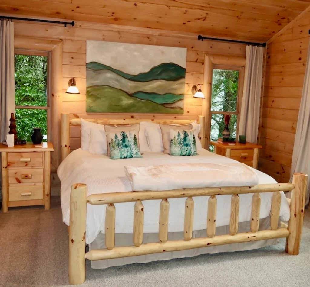 log cabin bedroom